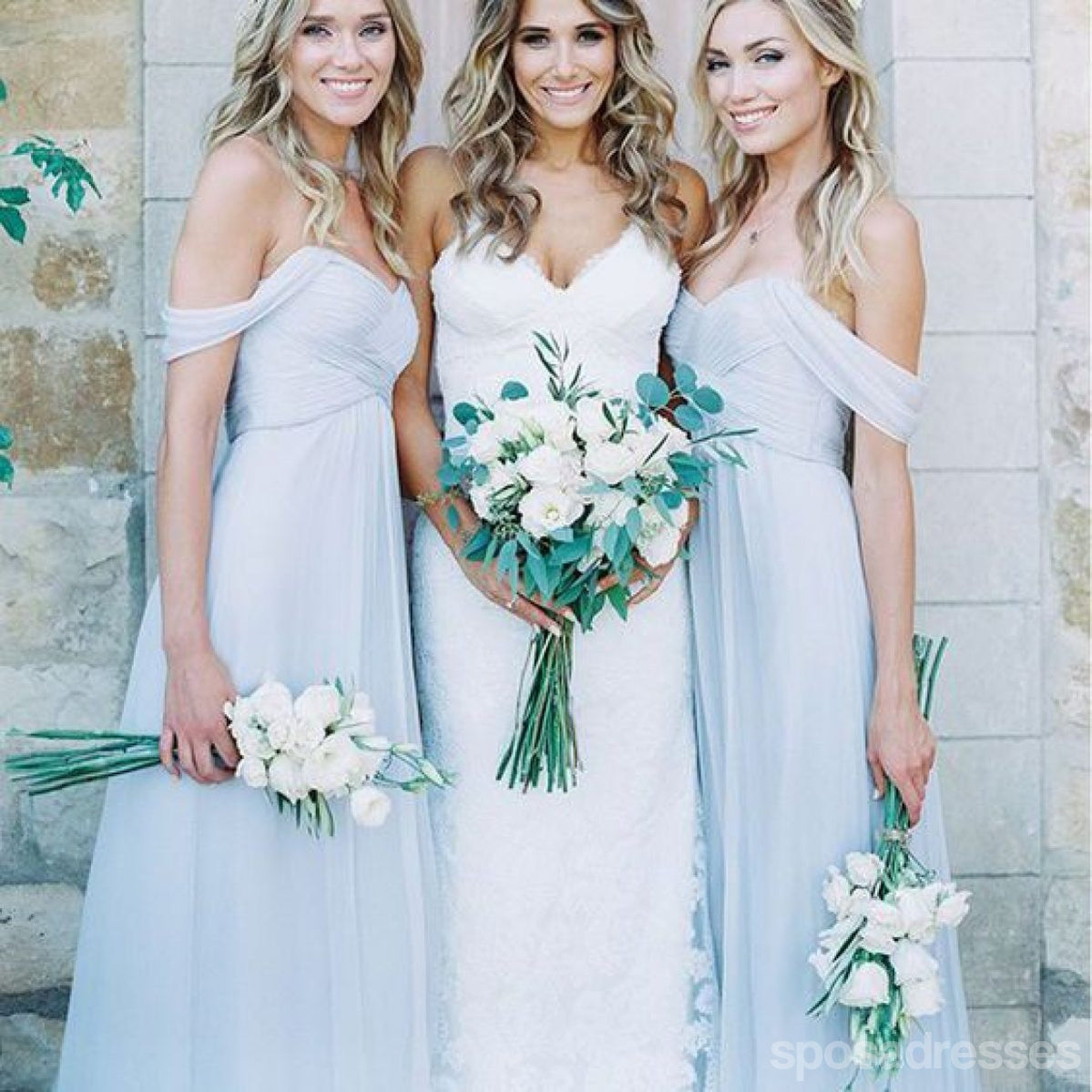 Elegant Mismatched Blue Chiffon Floor-Length Bridesmaid Dresses - WG565 | Perfect for Weddings, Formal Events & Special Occasions