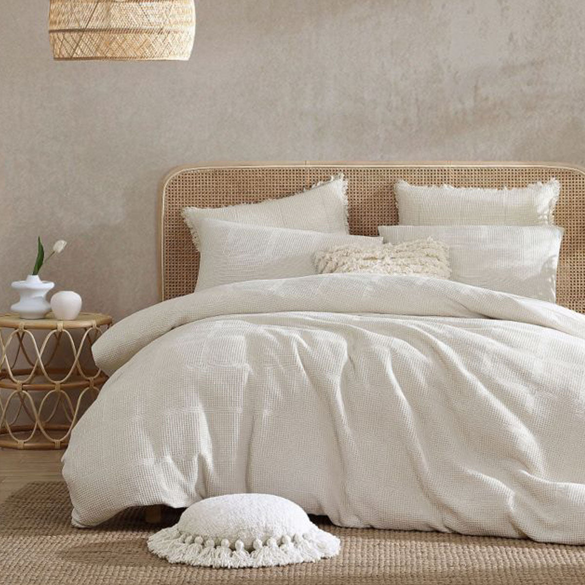 Linen House Galicia Vanilla Quilt Cover Set - Soft Luxury Bedding for Master Bedroom & Guest Room - Perfect for Cozy Nights & Stylish Home Decor