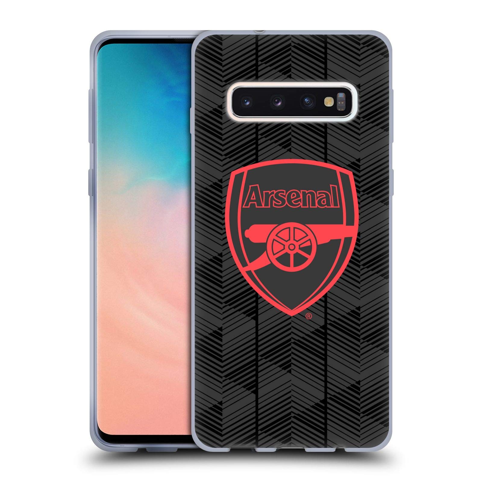 Arsenal FC Official Samsung Galaxy S10 Soft Gel Case - Black Crest & Gunners Logo Design - Perfect for Match Days & Everyday Use