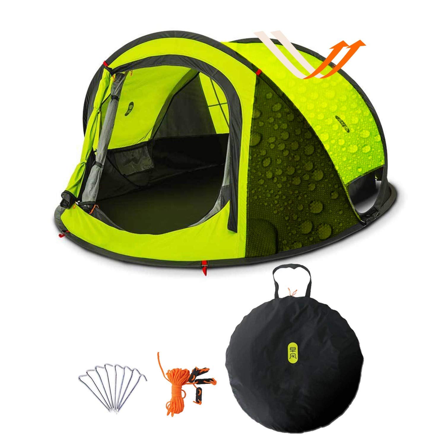 Zenph Pop Up Family Camping Tent - Waterproof Instant Automatic Tent with UV Protection for Outdoor Adventures, Hiking, Festivals & Backyard Camping
