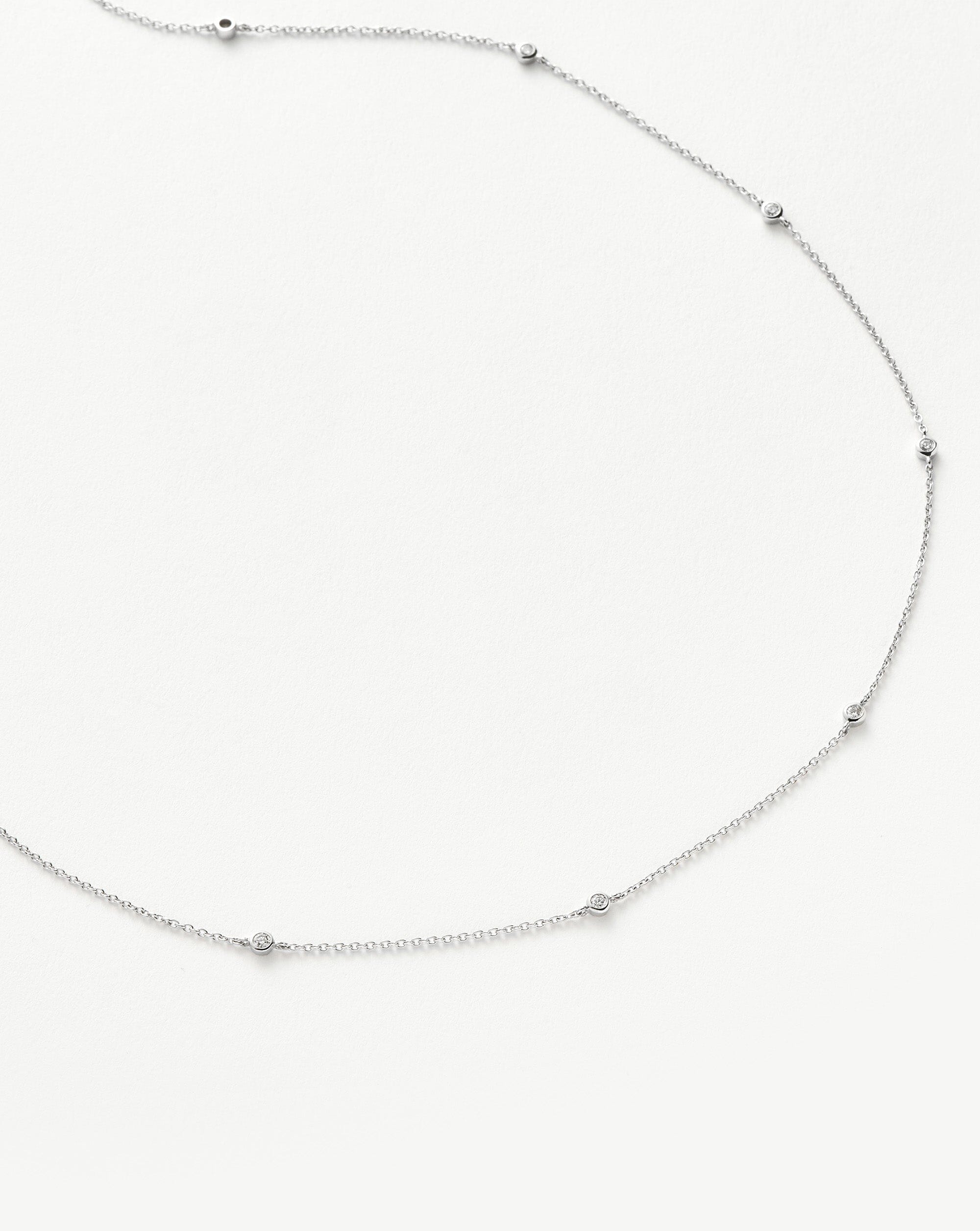14K White Gold Floating Diamond Necklace - Dainty & Elegant Jewelry for Women | Perfect for Weddings, Anniversaries & Special Occasions