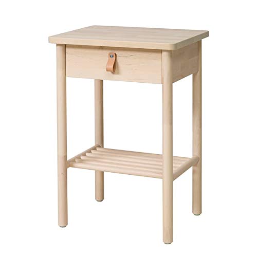 BJÖRKSNÄS Birch Bedside Table - 48x38 cm Durable & Easy Care Nightstand | Eco-Friendly Scandinavian Furniture for Bedroom, Living Room & Office