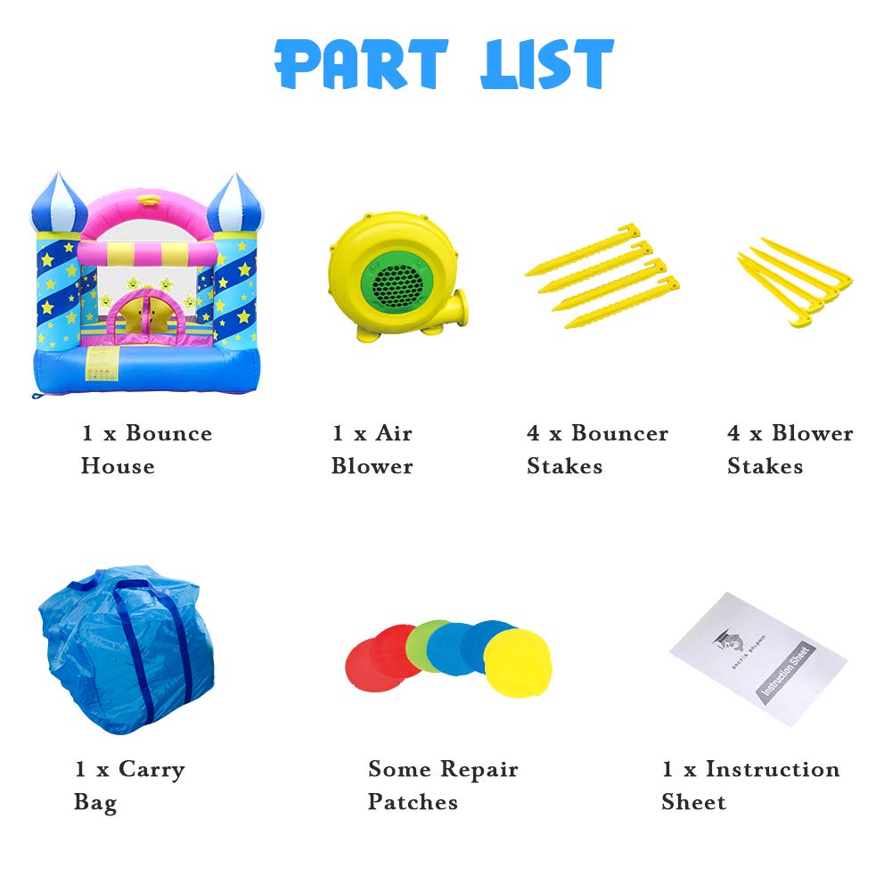 Best Inflatable Bouncer for Kids - Outdoor Bounce House with Air Blower for Birthday Parties, Backyard Play, and Summer Fun