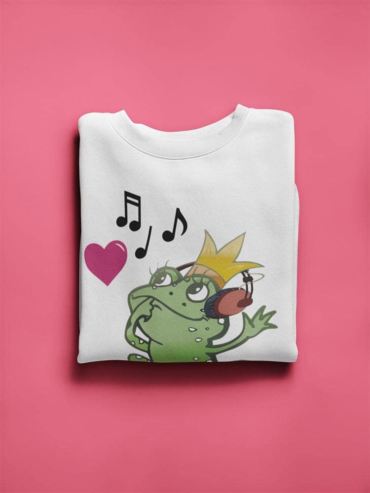 Smartprints Frog With Headphones Women's Sweatshirt | Trendy Graphic Pullover | Perfect for Casual Wear, Music Lovers & Gift Giving - SPIdeals Designs