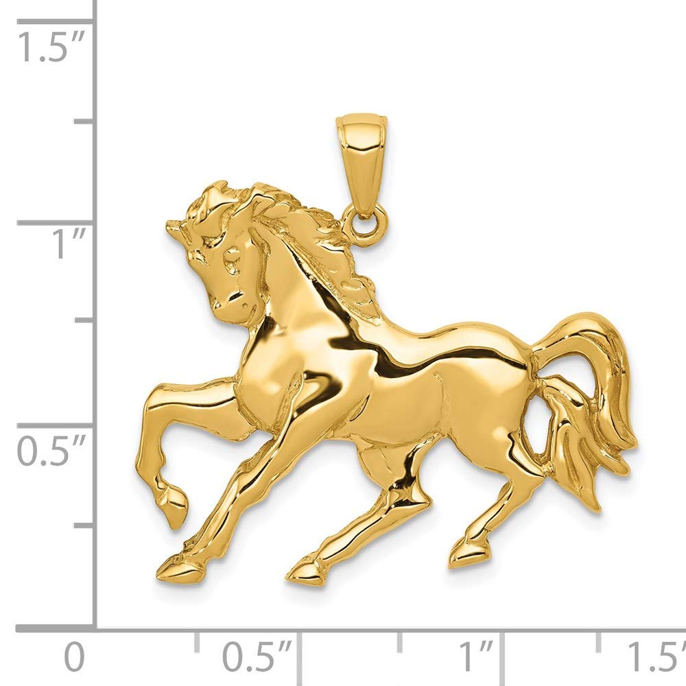14k Yellow Gold Galloping Horse Pendant - Elegant Jewelry for Women