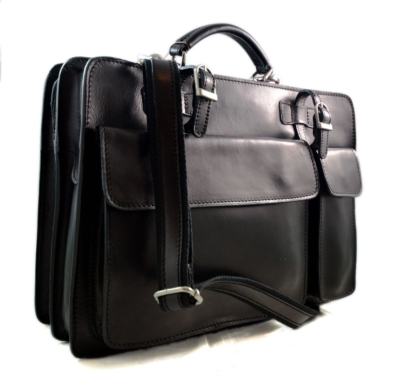 Premium Genuine Leather Shoulder Bag for Women & Men - Business Briefcase, Messenger Bag, Office Document Folder - Ideal for Work, Travel & Daily Commute - Black