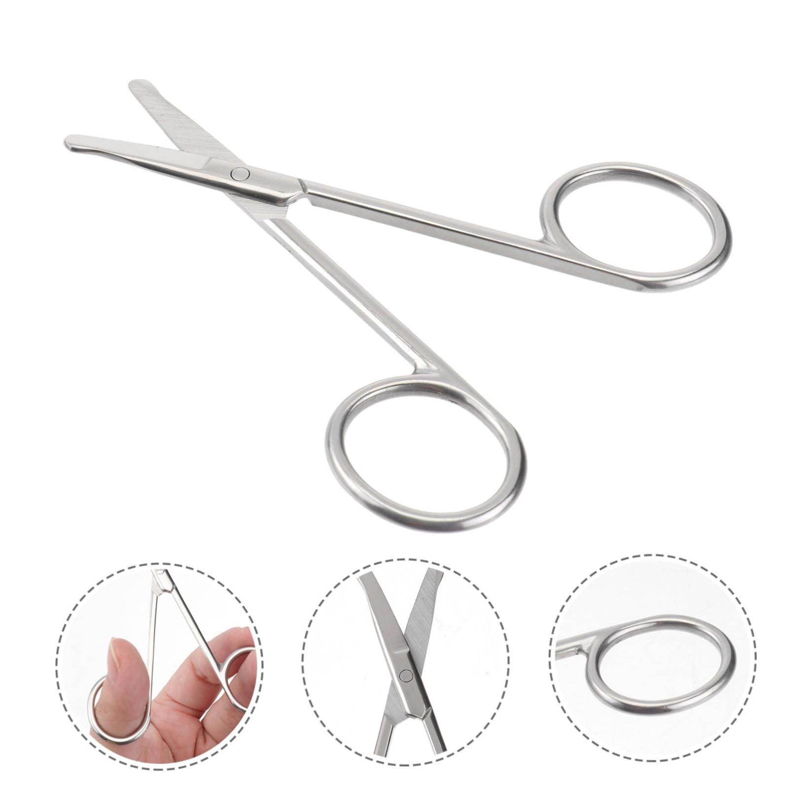 2pcs Professional Stainless Steel Nose & Eyebrow Scissors for Men - Rounded Tip Facial Hair Trimmer, Grooming Scissors for Nose Hair, Eyebrows & Beard - Perfect for Home & Travel Grooming Kit