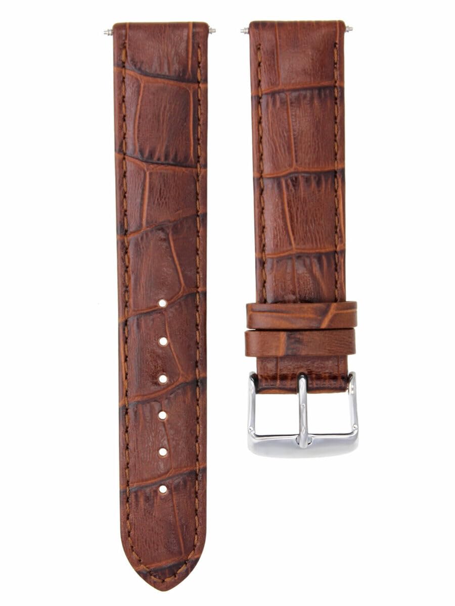 Premium 19mm Genuine Leather Watch Band Strap - Compatible with Omega Speedmaster Moon - Light Brown/Tan - Durable & Comfortable for Daily Wear, Business & Casual Occasions