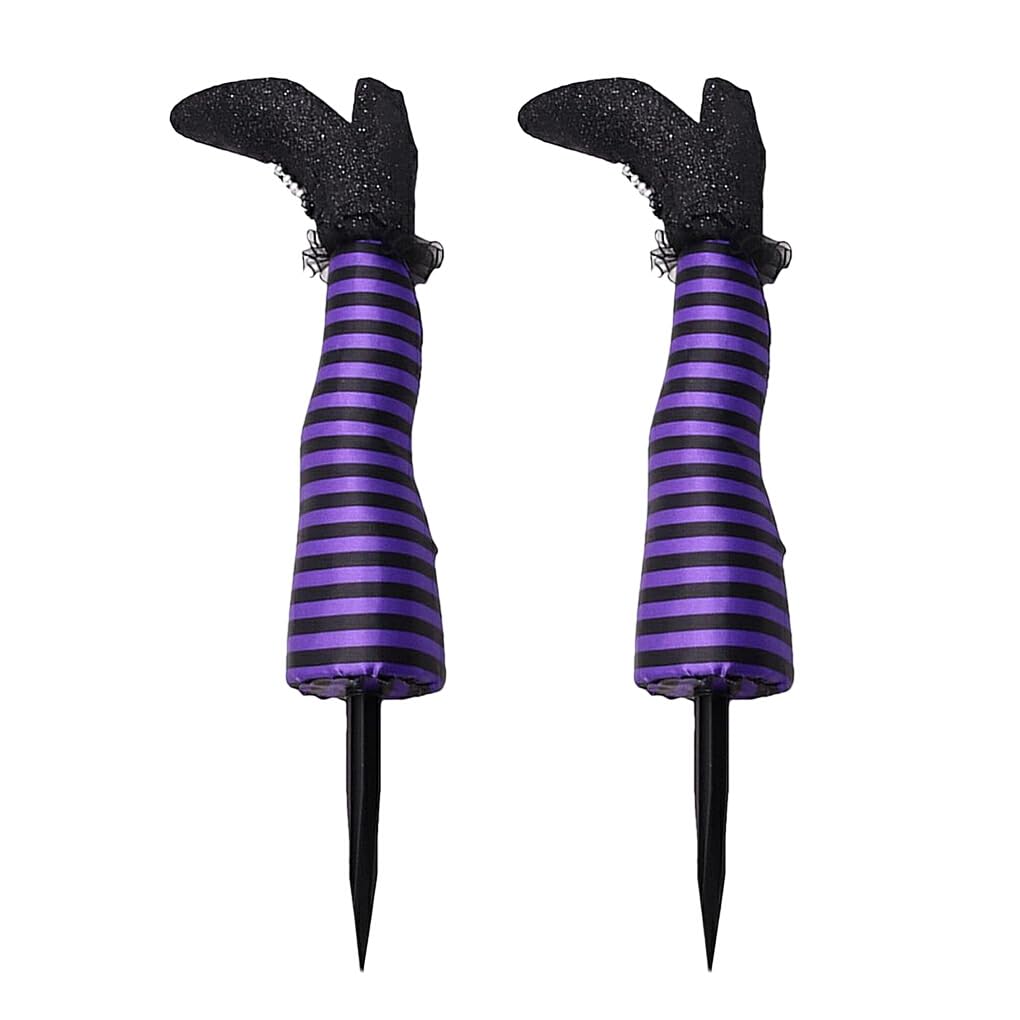 Wicked Witch Legs with Stakes - Lightweight Plastic Halloween Yard Decor for Spooky Outdoor Atmosphere | Perfect for Halloween Party, Haunted House & Front Yard Decoration