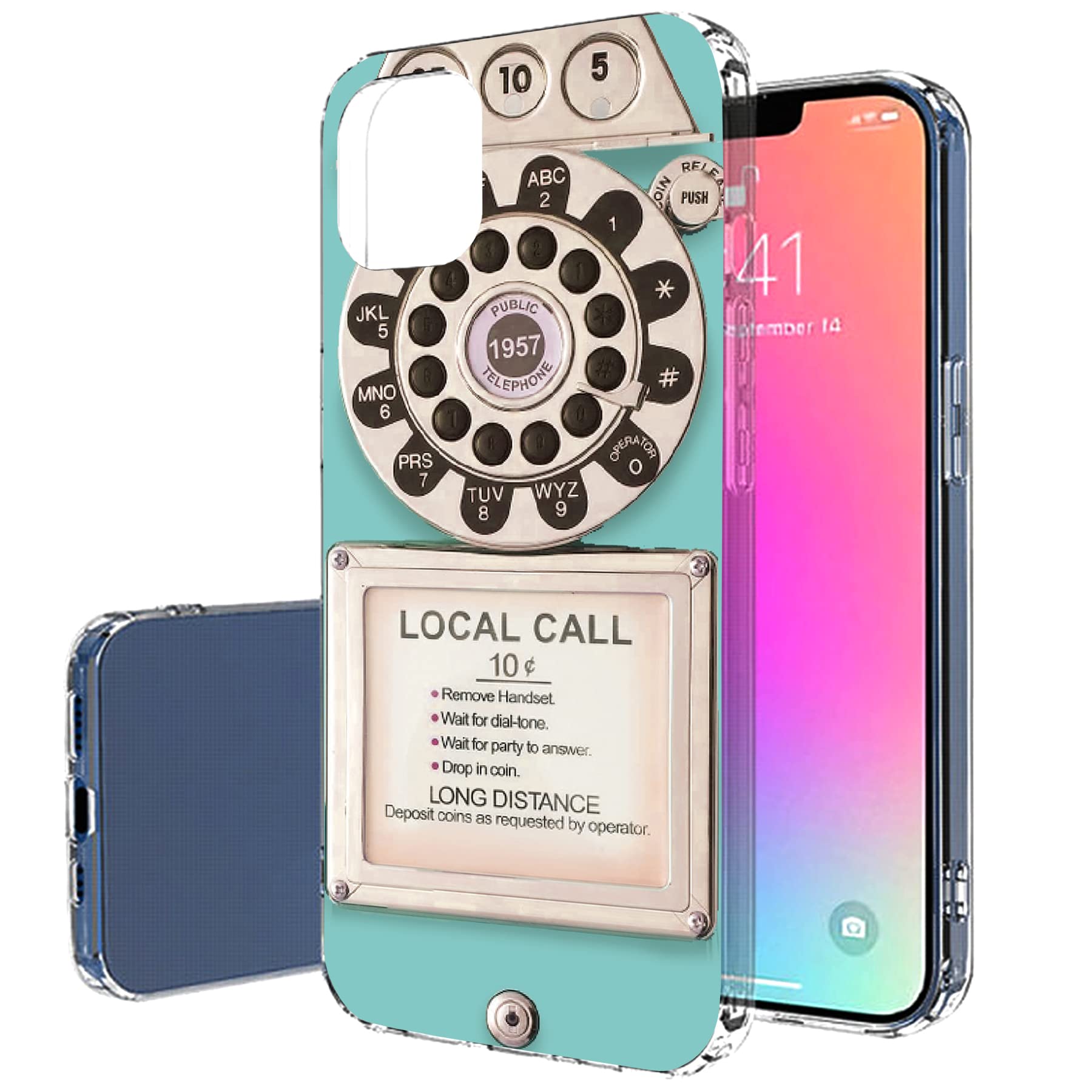 Slim Thin TPU Gel Case for Apple iPhone 13 Pro Max - Vintage Telephone Design, Lightweight Flexible Soft Anti-Scratch Phone Cover | Perfect for Daily Use, Travel & Gift Giving
