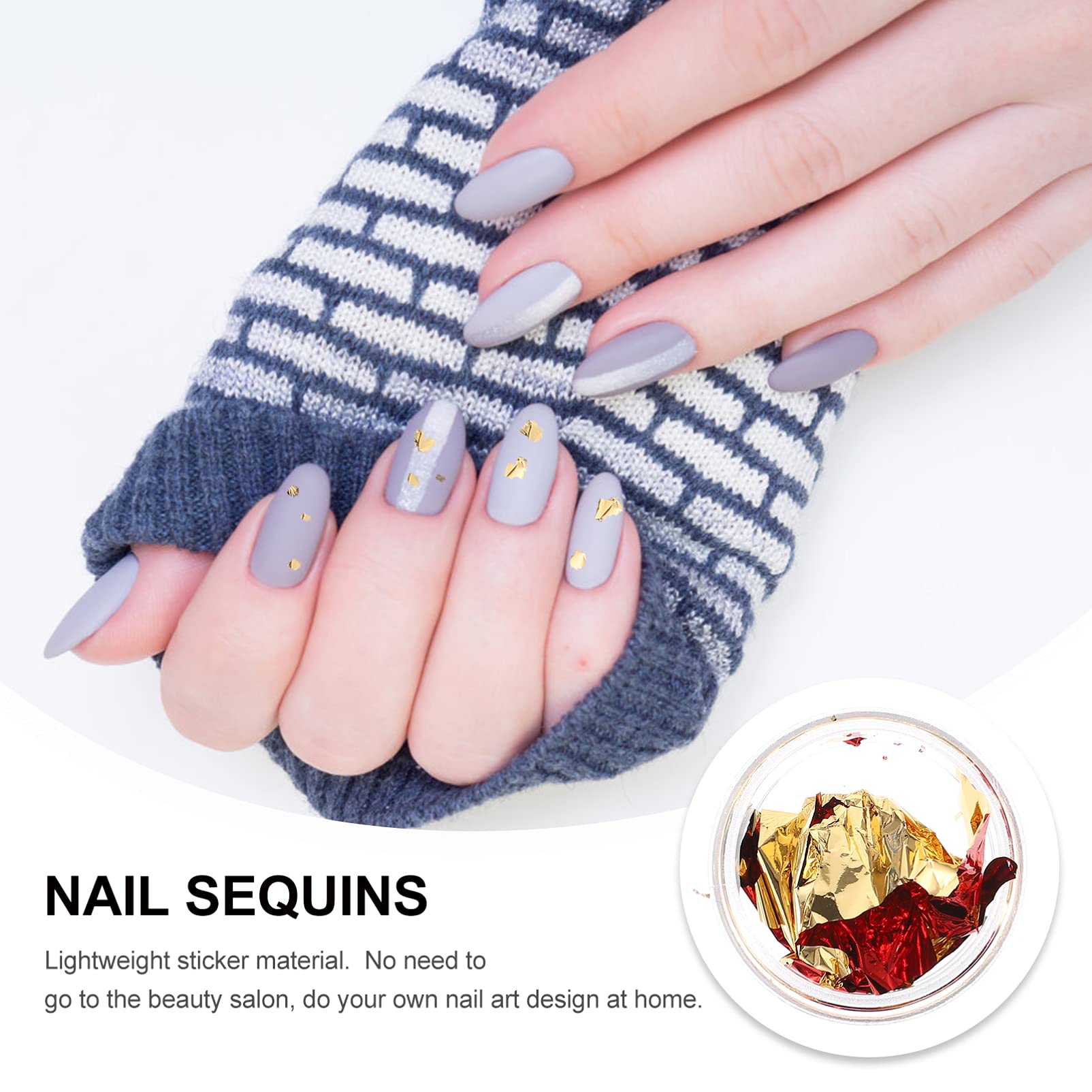48pcs Glitter Foil Nail Chips for DIY Nail Art - Metallic Tinfoil Paillette Manicure Decoration | Perfect for Nail Salon, Home Manicure & Party Nail Designs