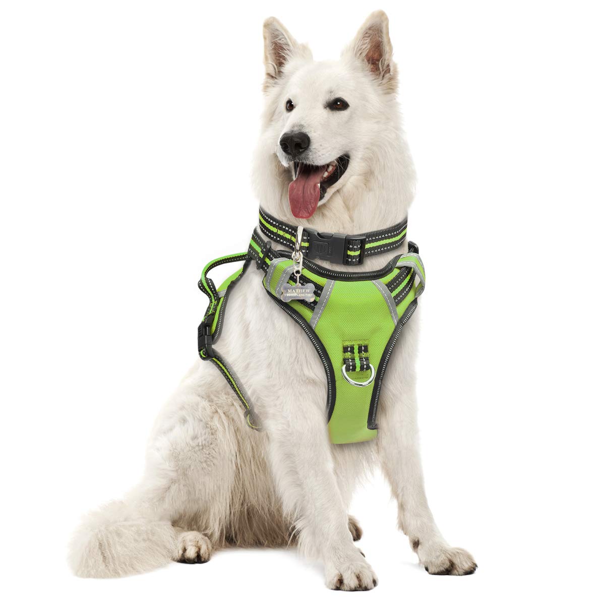 WINSEE No Pull Dog Harness - Adjustable Reflective Pet Vest with Front & Back Leash Clips for Small Medium Large XL Dogs - Easy Control Handle for Walking, Running & Outdoor Adventures
