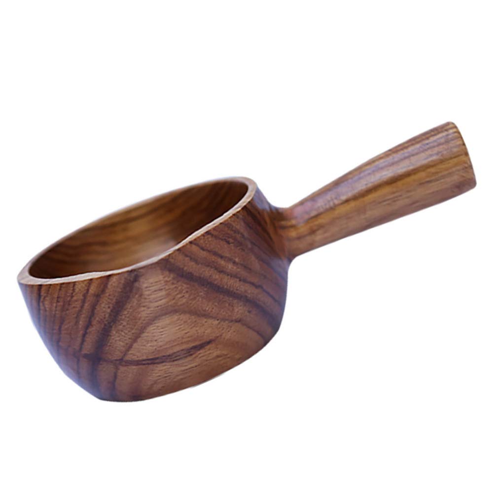 YARDWE Wooden Bath Rinse Cup & Kitchen Scoop - Multipurpose Water Ladle Dipper Spoon for Shower, Bathing, Cooking & Gardening (Brown) | Perfect for Spa, Outdoor Use & Home Decor
