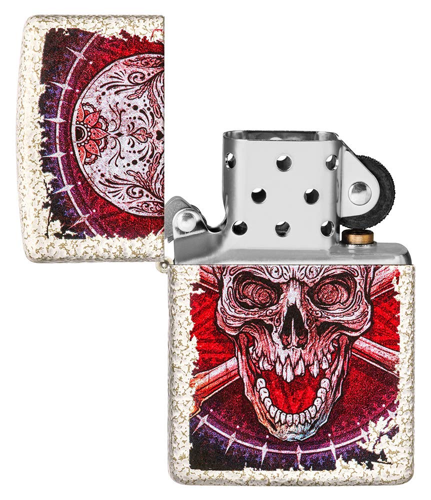 Zippo Sugar Skull Design Mercury Glass Pocket Lighter - Windproof Refillable Metal Lighter for Outdoor Camping, Hiking & Everyday Carry (ECL)
