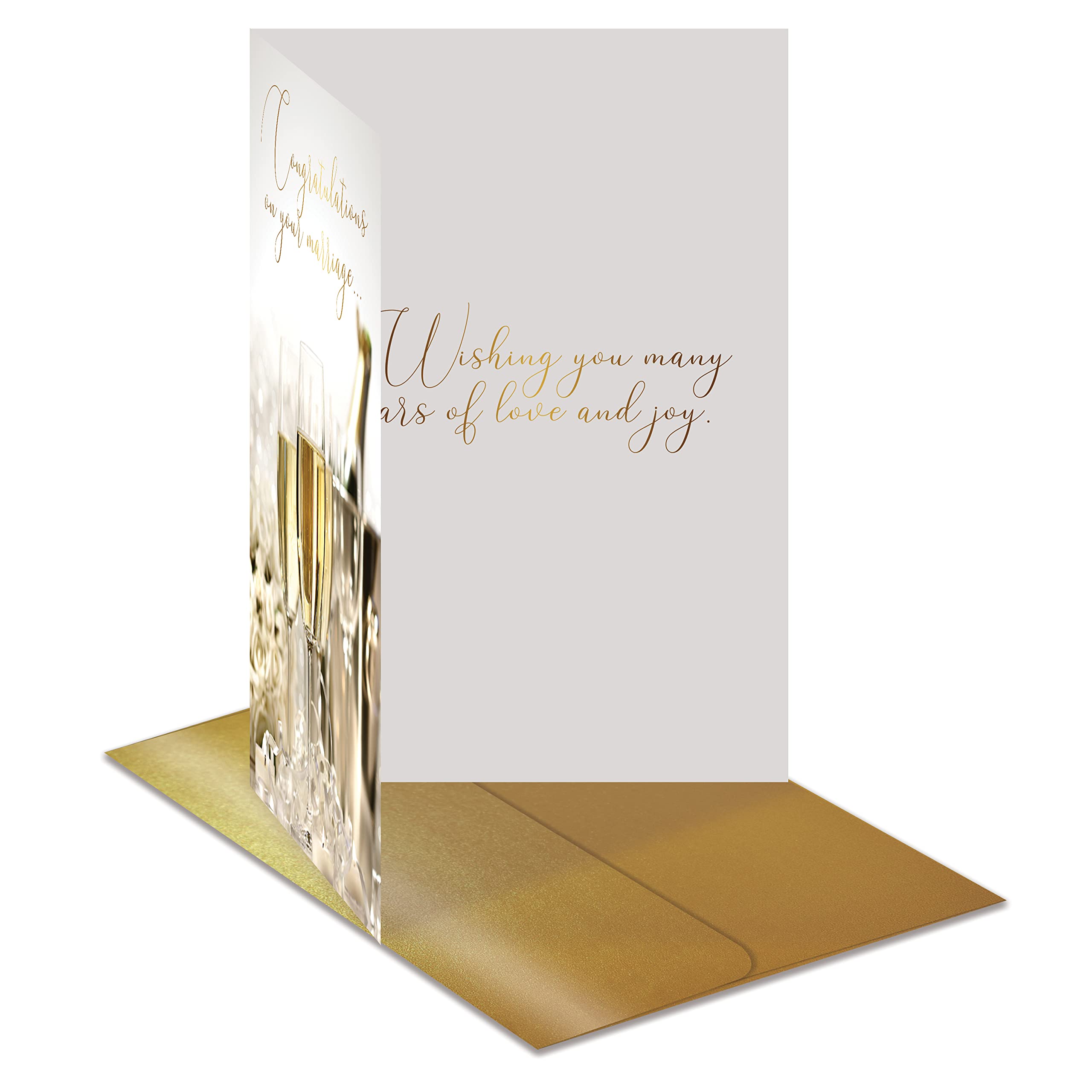 Elegant Wedding Congratulations Card with Gold Foil & Shimmer Envelope - 5x7 Inch Premium Cardstock, High Gloss Finish - Perfect for Bridal Showers, Anniversaries & Special Occasions