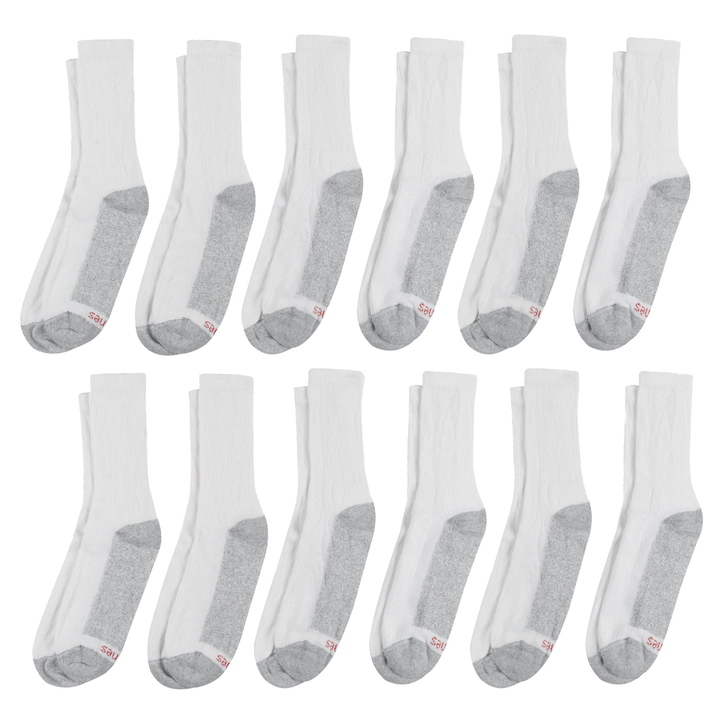 Hanes Men's Double Tough Crew Socks 12-Pair Pack - Durable Cotton Work Socks for Everyday Wear, Sports & Outdoor Activities