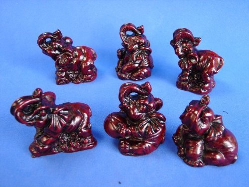 Feng Shui Red Wood Elephant Statues - Handcrafted Home Decor for Good Luck & Wealth | Perfect for Living Room, Office & Meditation Space