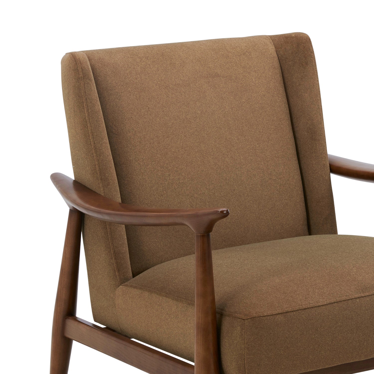 Nevis Lounge Chair - Tawny Brown Matte Velvet Upholstered Accent Chair for Living Room, Bedroom & Office | Modern Comfortable Seating for Relaxing & Reading