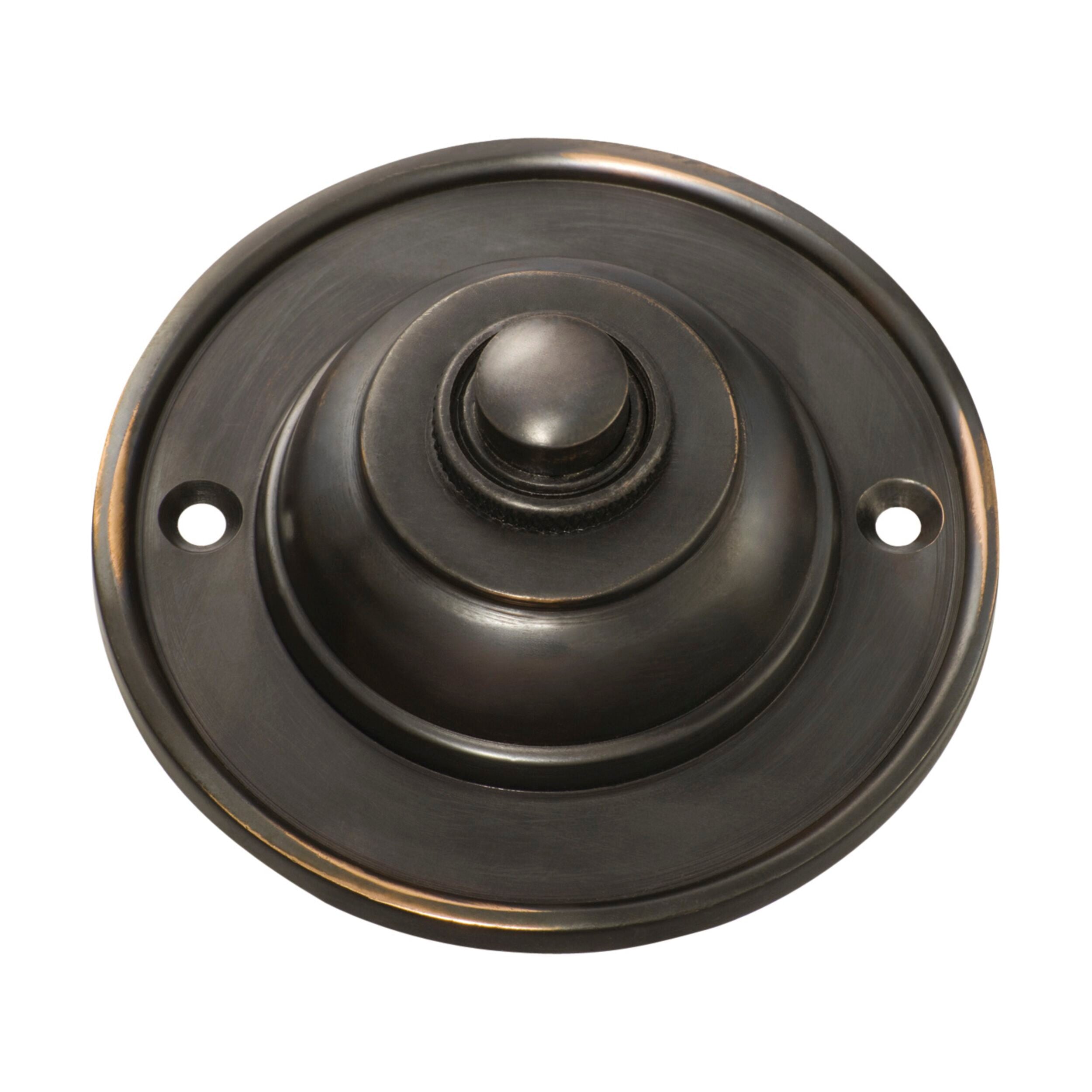 Vintage Copper Bell Press 55mm - Classic Round Antique Doorbell for Home & Garden Decor - Perfect for Front Door, Backyard, and Farmhouse Style