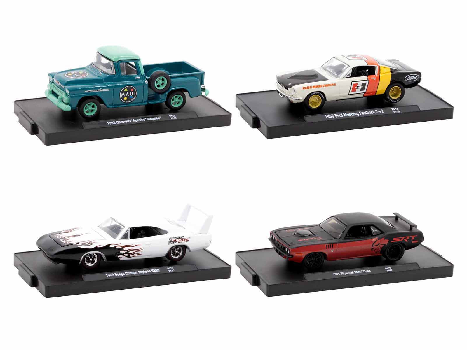 M2 Machines 1/64 Scale Diecast Model Cars - Auto Drivers Set of 4 Limited Edition (9600 Pieces Worldwide) - Collectible Die-Cast Vehicles for Display & Racing Enthusiasts - Perfect for Home Decor, Office Collections & Model Car Racing Scenes