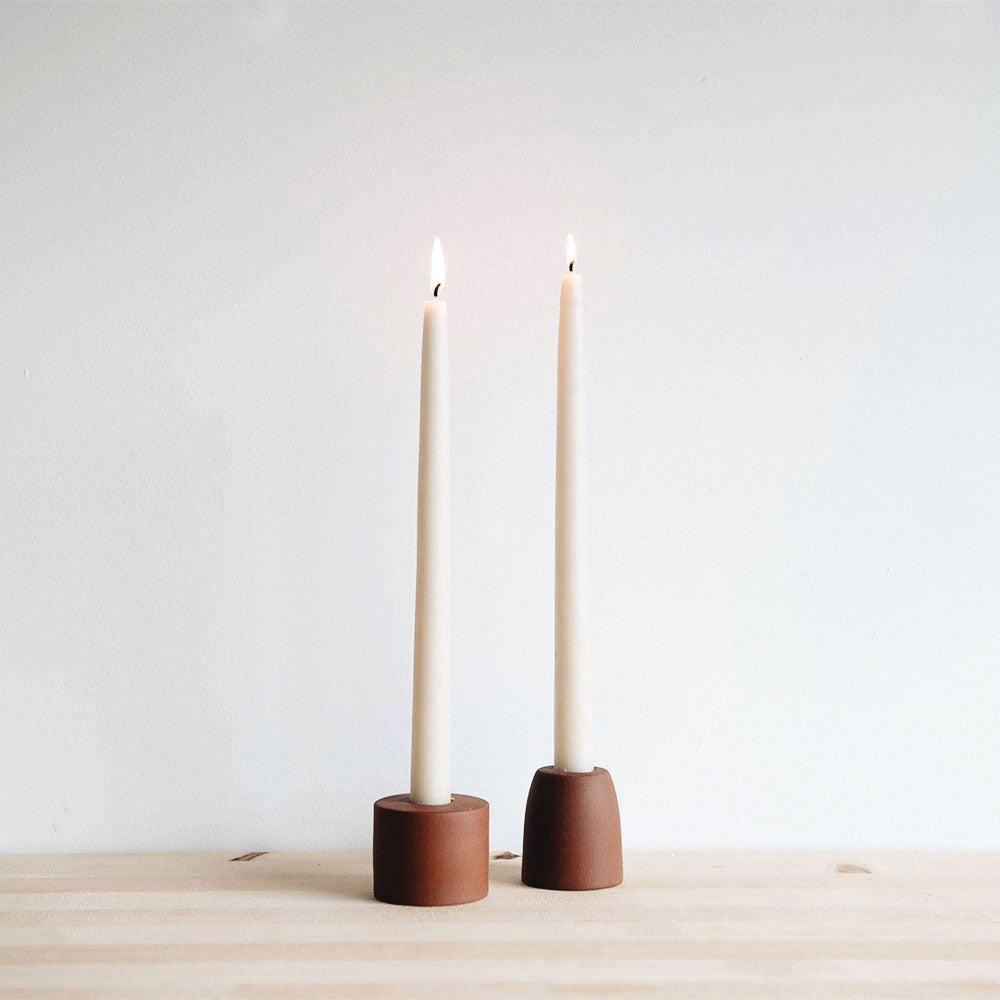 Premium Ceramic Taper Candle Holder Set - Natural Earth Tone Home Decor for Dining Table, Wedding Centerpiece & Romantic Ambiance
