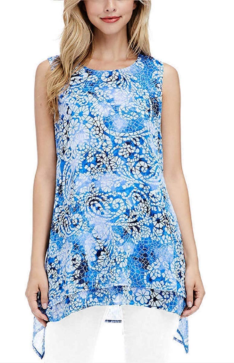 Fever Women's Double Layer Sleeveless Blouse - Stylish Summer Tops for Casual Wear, Office & Date Night Outfits