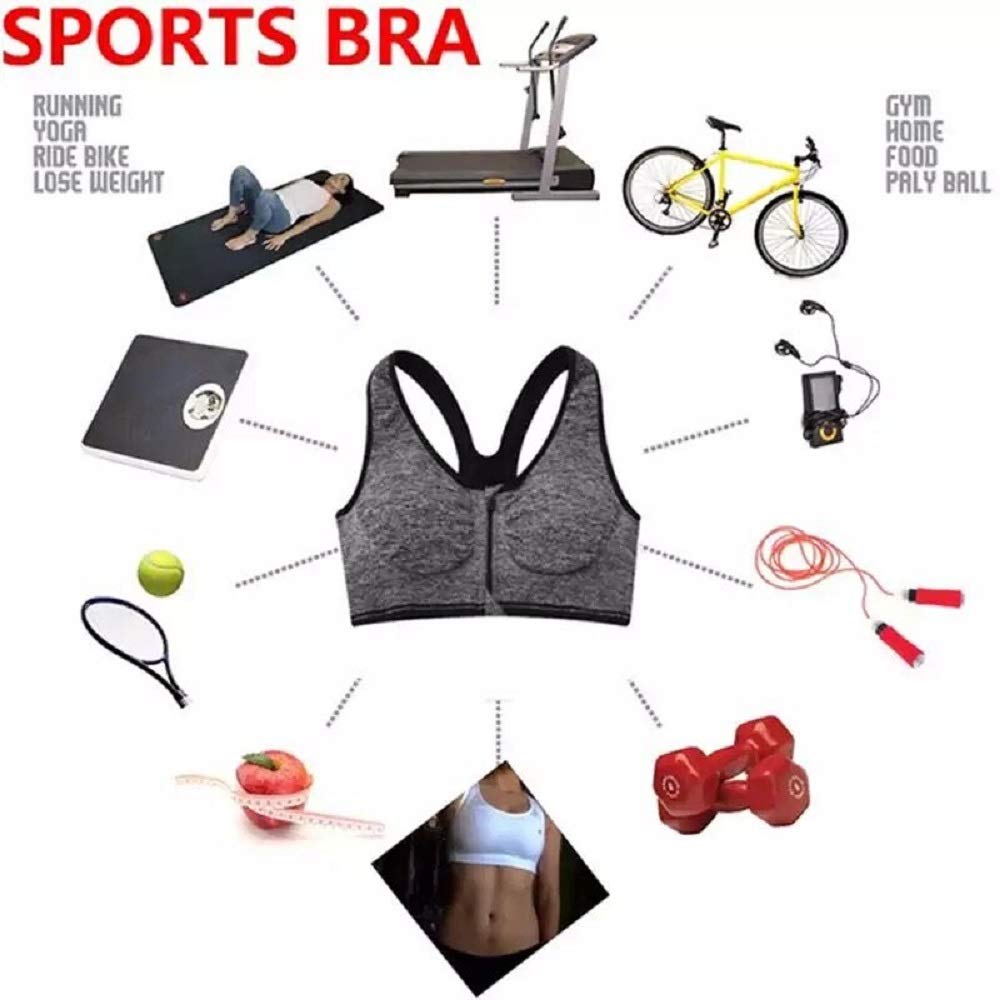 2 Pack Seamless Women's Zip Front Sports Bra - High Impact Support, Wireless Post-Surgery Bra for Yoga, Running & Gym Workouts - Comfortable Built-in Padding for Active Lifestyles
