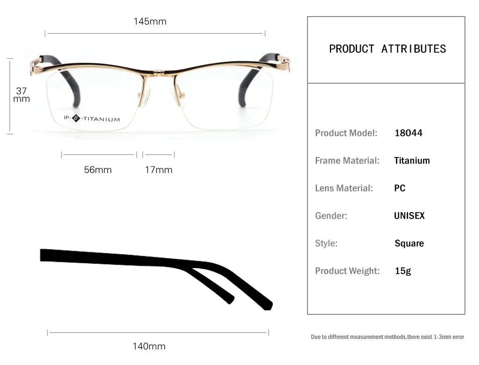 Men's Titanium Flip-Up Square Semi-Rimless Eyeglasses - Lightweight & Durable for Reading, Driving & Outdoor Activities