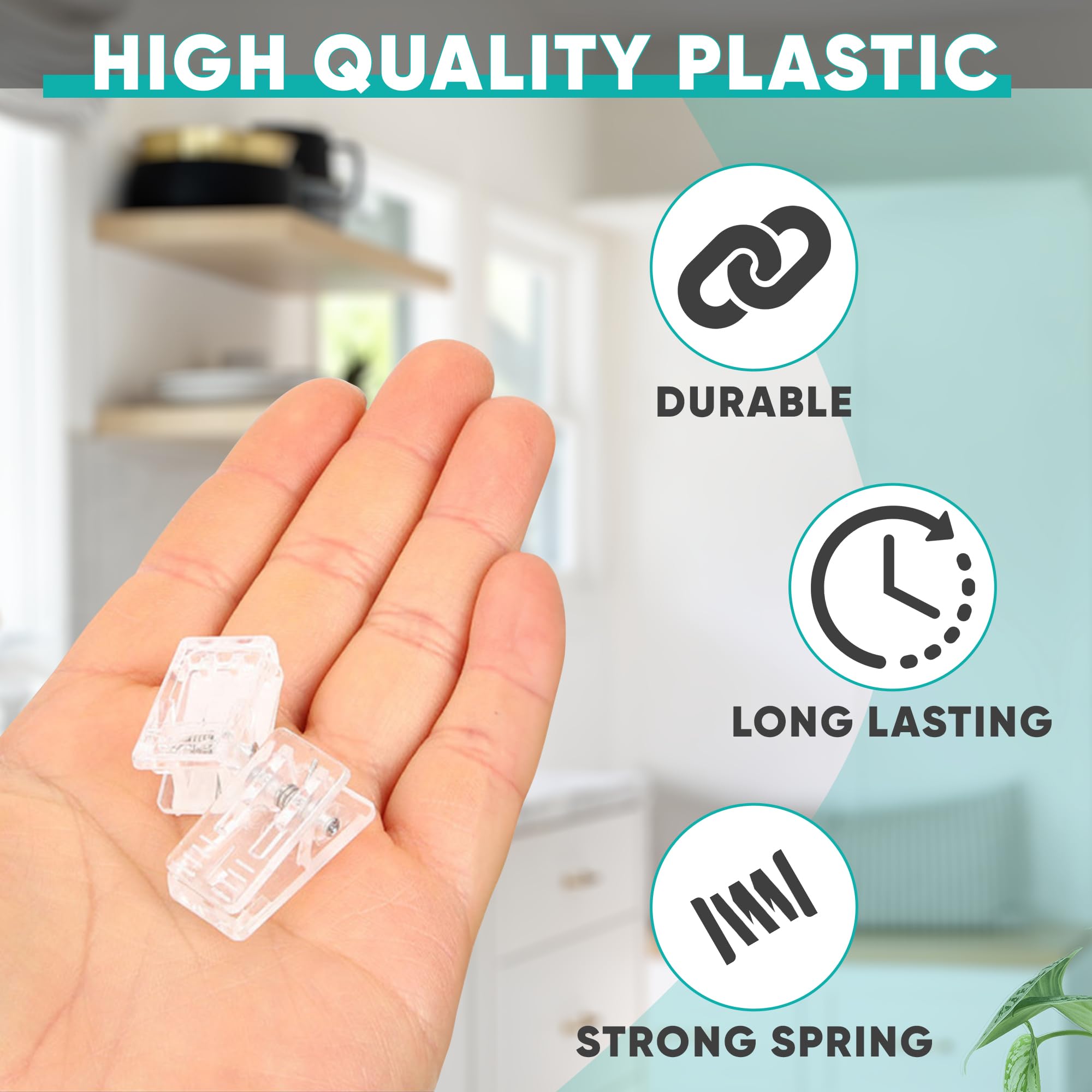 50Pcs Clear Plastic Photo Clips - Small Transparent Binder Clips for Hanging Pictures, Photos & Artwork | Perfect for Scrapbooking, Bulletin Boards & Home Decor Displays