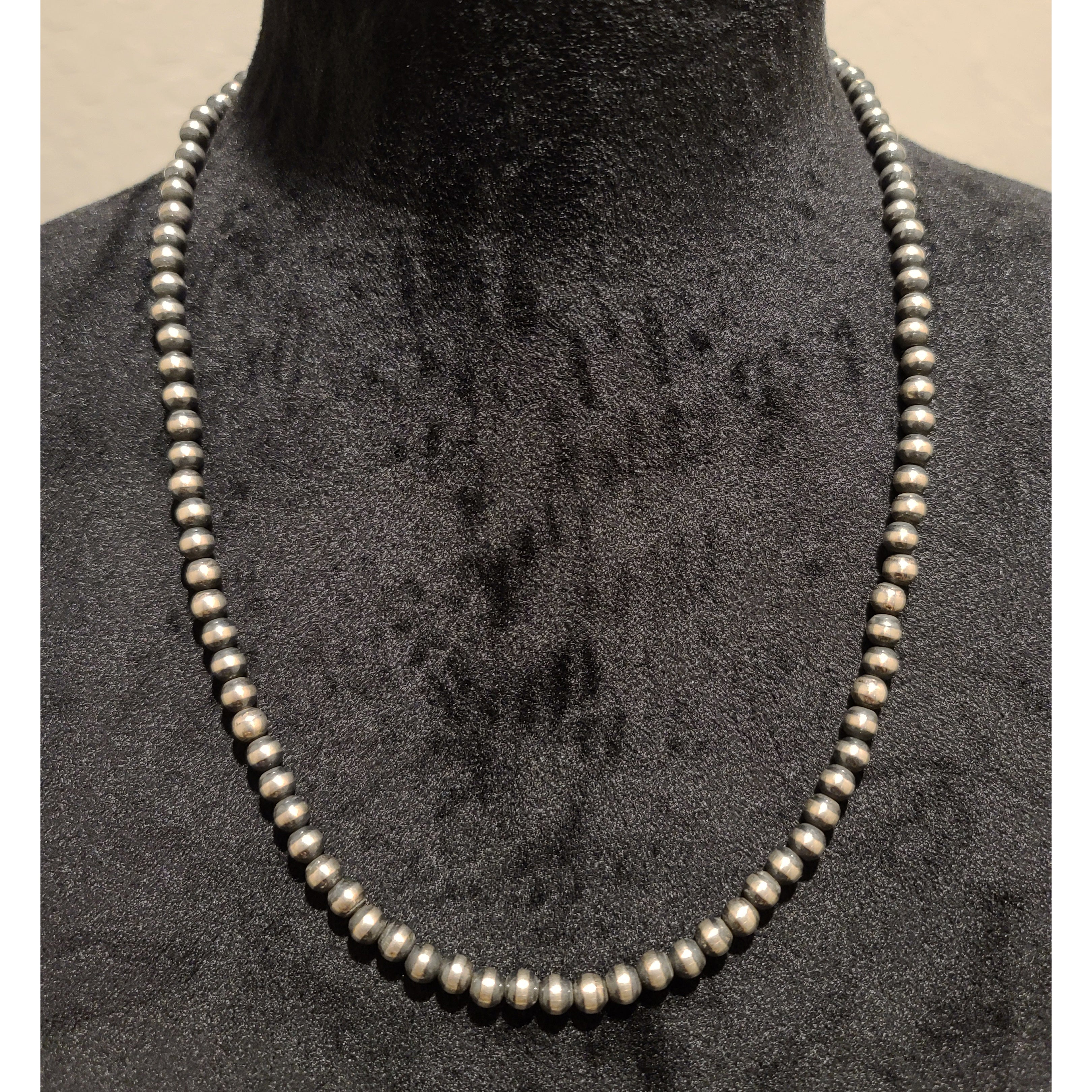 6MM Navajo Pearls Sterling Silver Beads - Authentic Native American Jewelry for Necklaces, Bracelets & DIY Crafts | Perfect for Boho, Western & Southwest Style Accessories