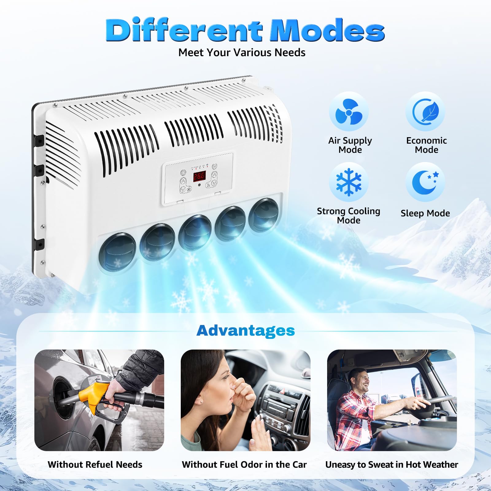12V 11000 BTU Truck Cab Split Air Conditioner - Fast Cooling RV AC Unit with Digital Display for Semi Trucks, Buses & Caravans | Perfect for Long-Haul Drivers & Road Trips