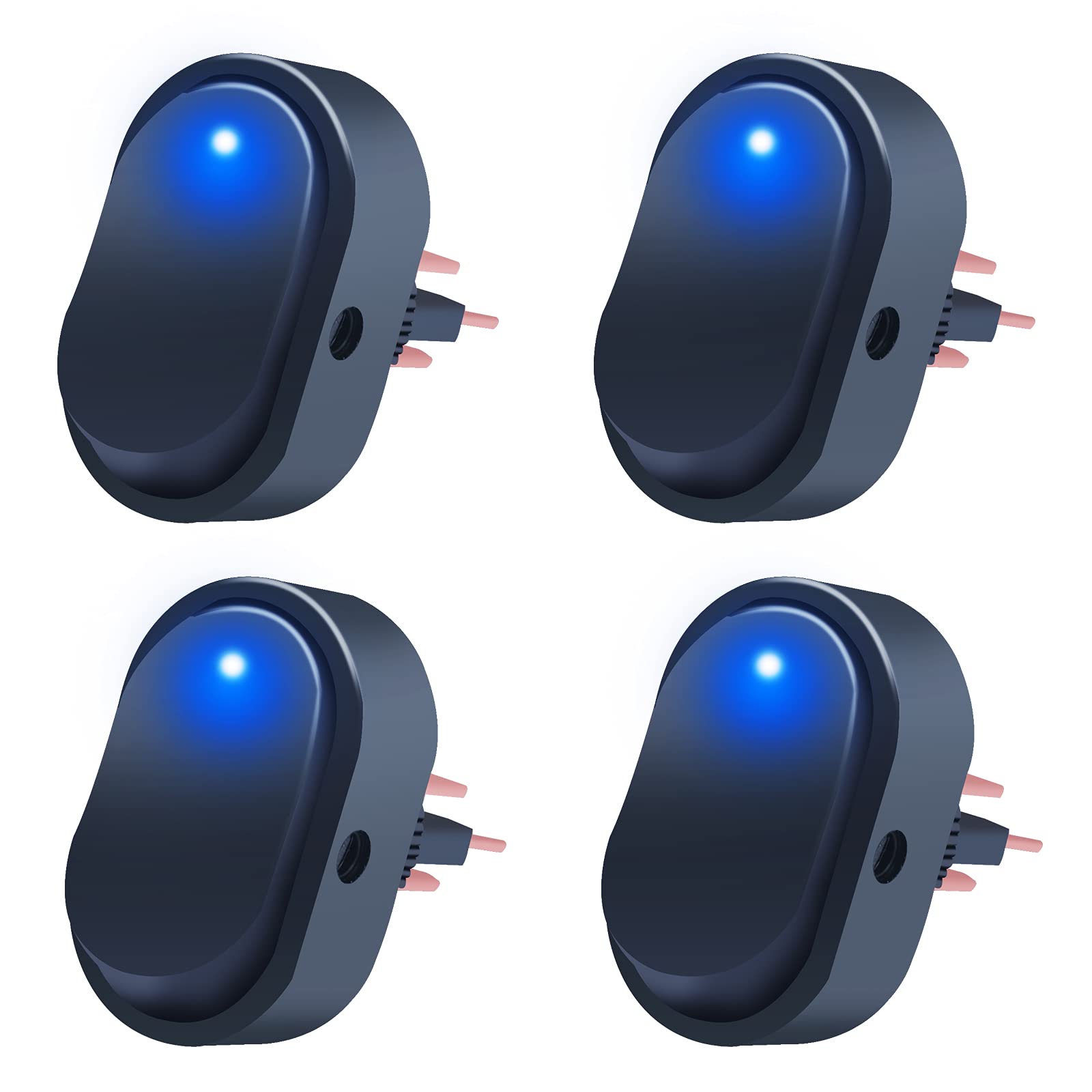mxuteuk 4pcs 30A 12V Rocker Switch SPST 3 Pin Blue LED On-Off Toggle Switch for Car, Truck, RV, Motorcycle, Boat & Marine Control - Perfect for Dashboard, Lighting & Electrical Systems (ASW-20D-BU)
