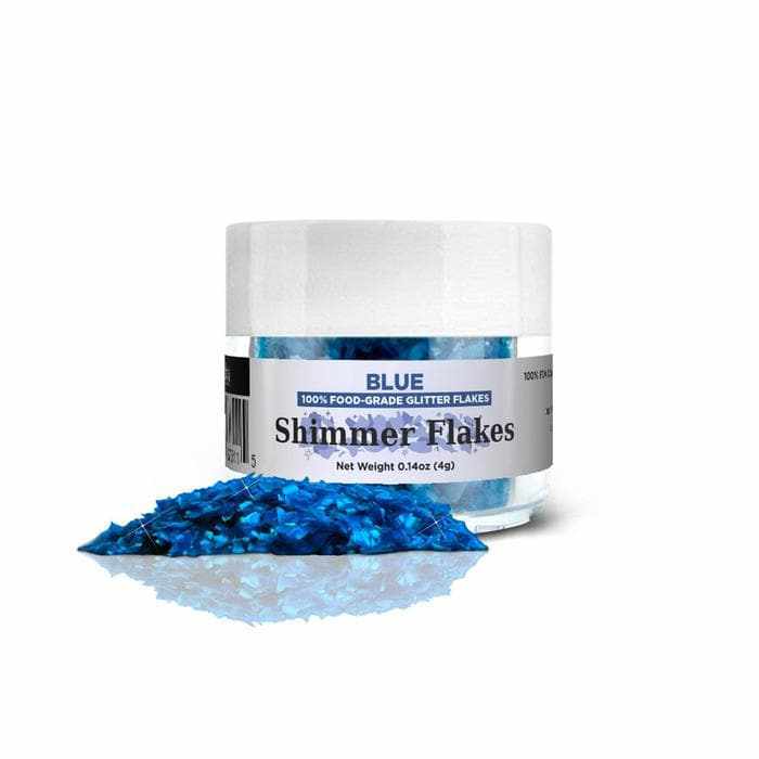 Blue Edible Shimmer Flakes - 4 Gram Jar - Food Grade Luster Dust for Cake Decorating, Cupcakes, Cookies & Desserts - Perfect for Baking, DIY Crafts & Party Treats