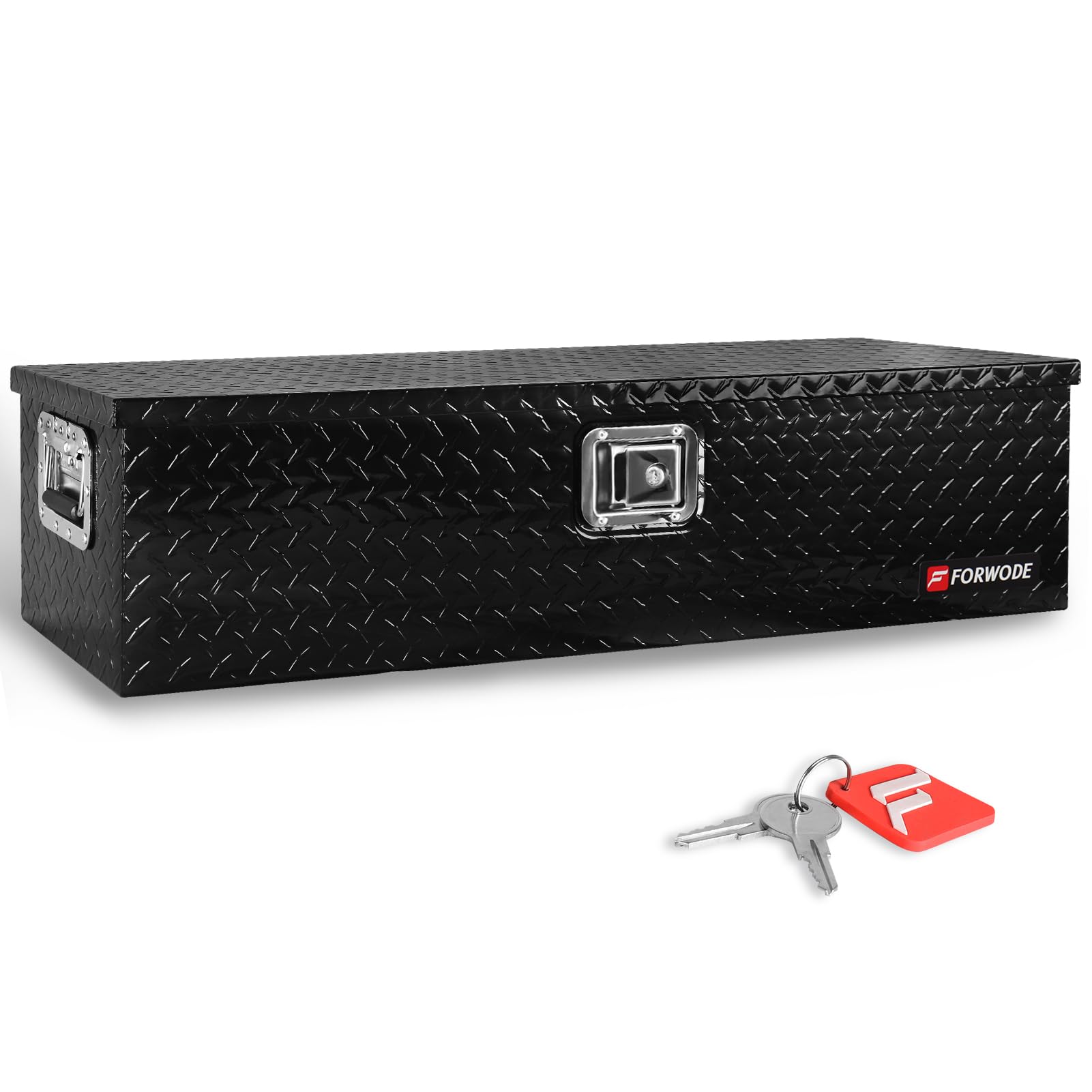 39 Inch Heavy Duty Aluminum Truck Bed Tool Box - Waterproof Underbed Storage Organizer with Lock & Handle for Pickup Trucks, RVs | Secure Tool Storage for Camping, Construction & Road Trips (Black)
