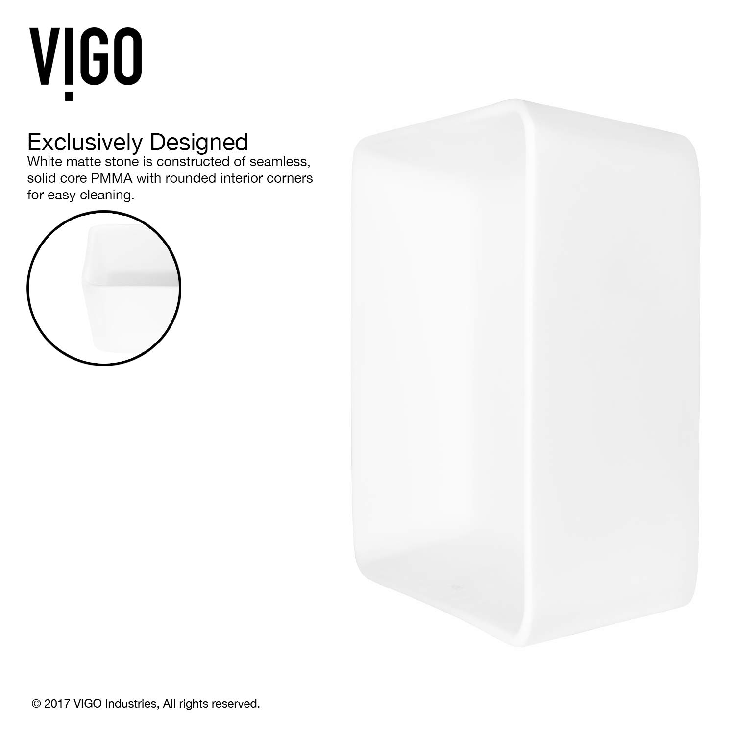 VIGO Matte White Rectangular Vessel Bathroom Sink - 18