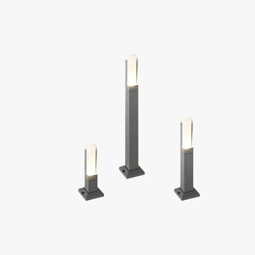 Outdoor LED Sensor Bollard Lights - Rectangular Solar Powered Garden Path Lighting for Driveway, Walkway, and Landscape