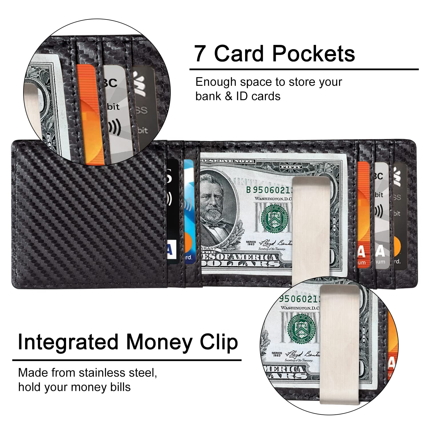 Personalized Engraved Leather Wallet for Men - Slim RFID Blocking Bifold Wallet with Money Clip - Perfect Gift for Husband, Boyfriend, Dad (Birthday, Anniversary, Christmas) - Ideal for Everyday Use & Travel