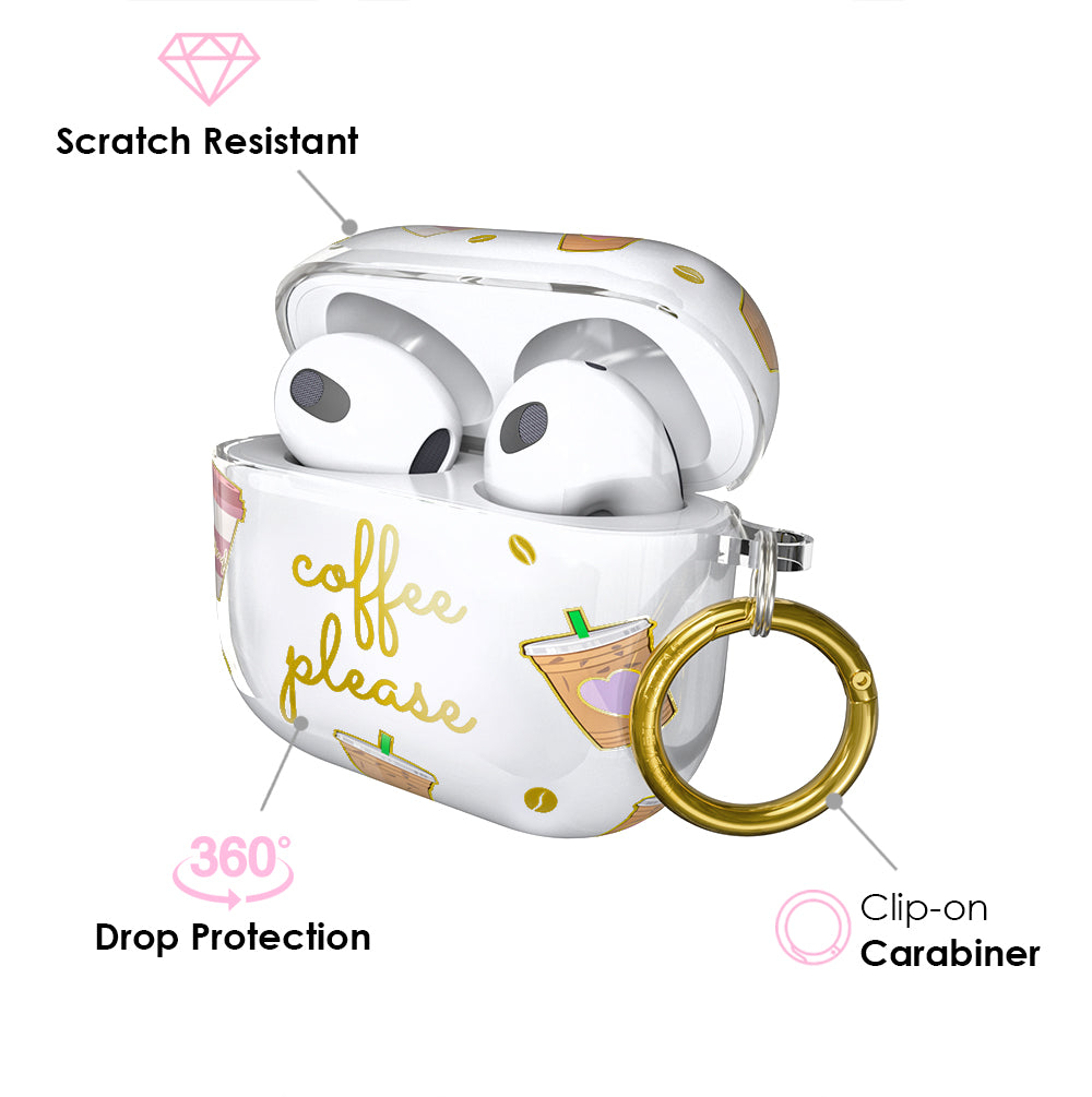 Premium Coffee-Themed AirPods Case - Stylish & Protective Cover for Apple AirPods 1/2/3 & Pro - Perfect for Coffee Lovers, Office Use & Travel Accessories