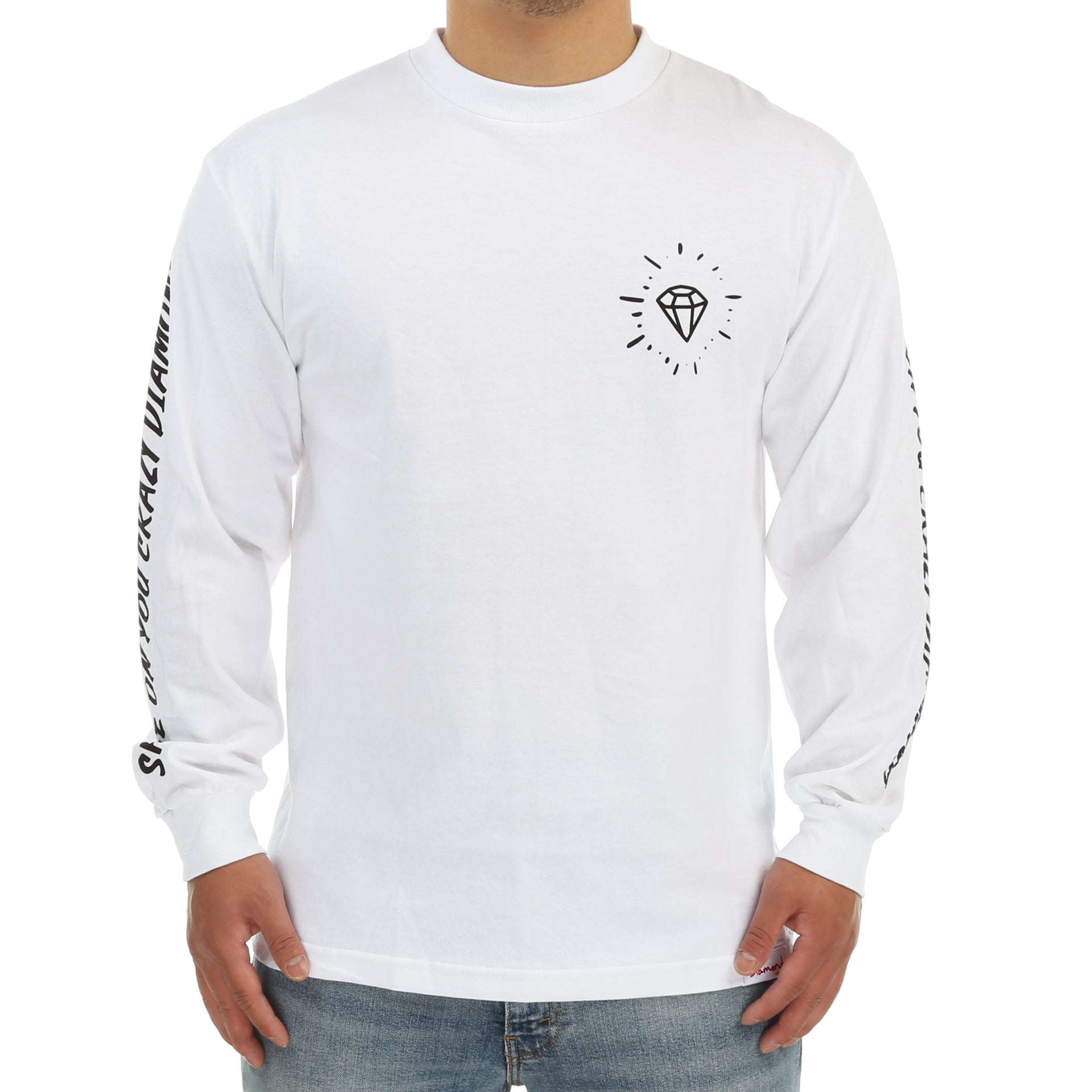 Diamond Outshine LS Tee - Premium White Long Sleeve T-Shirt for Men & Women | Casual Wear, Street Style & Everyday Comfort
