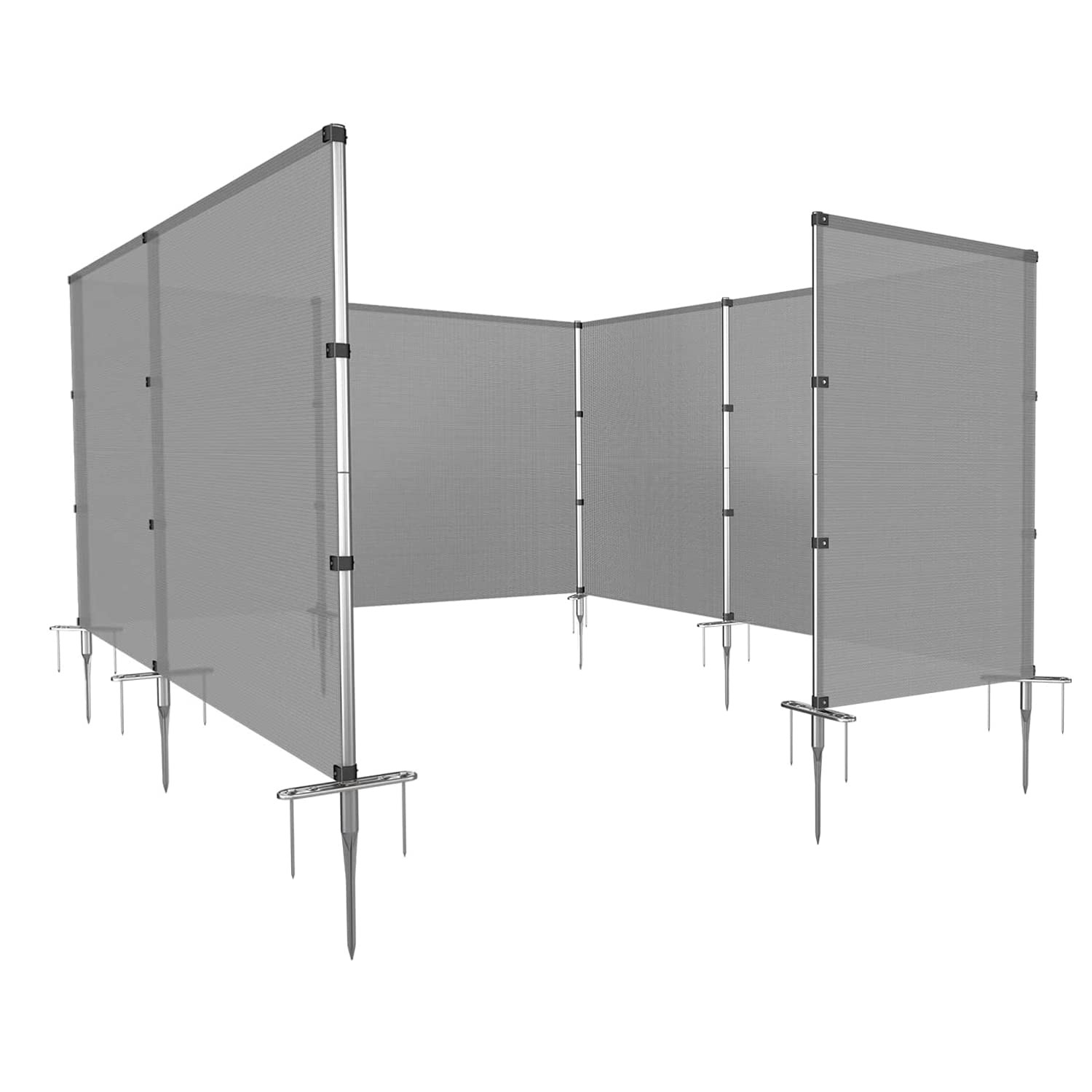 Coarbor 4'x34' Grey Removable Outdoor Privacy Fence Panel - Heavy Duty Backyard Barrier for Pools, Dogs, Chicken Coops & Vegetable Gardens | Includes Spikes & Poles | Perfect for Yard Security, Pet Containment & Garden Protection