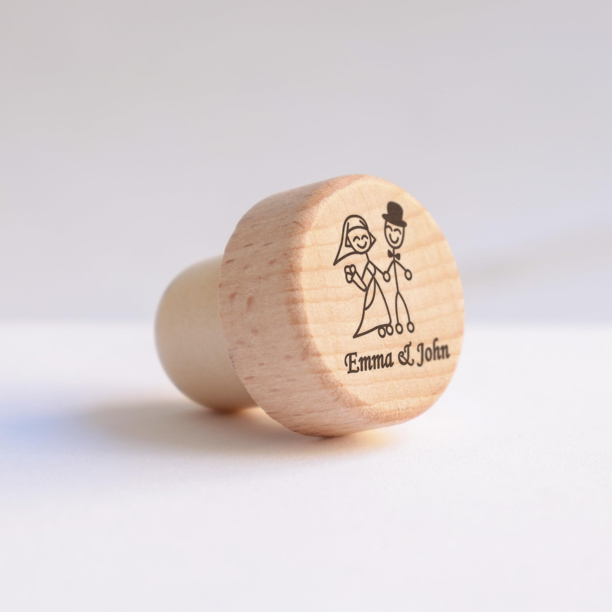 Personalized Engraved Wooden Wine Bottle Stoppers - Custom Wedding Gifts Set, Housewarming Present, Party Favors in Bulk - Perfect for Weddings, Anniversaries, New Home Celebrations & Wine Tasting Events (Couple Figures Design)
