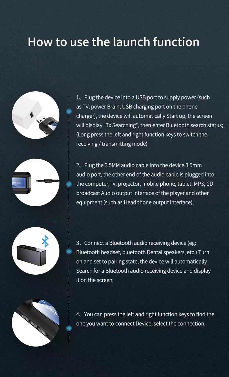 Bluetooth 5.0 Transmitter & Receiver for TV, PC, Car - Wireless Audio Adapter with 3.5mm Jack for Headphones, Speakers, Sound Cards | Home Theater, Gaming, Music Streaming, Hands-Free Calling