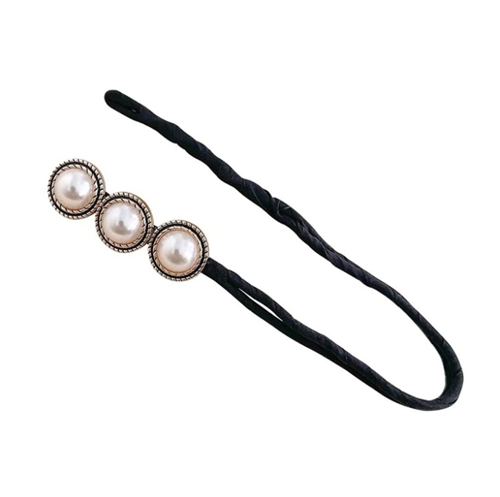 4 Pcs Magic Hair Bun Maker Set with Pearl & Flower - Easy DIY Hair Styling Tools for Women & Girls - Perfect for Weddings, Parties & Everyday Hairstyles