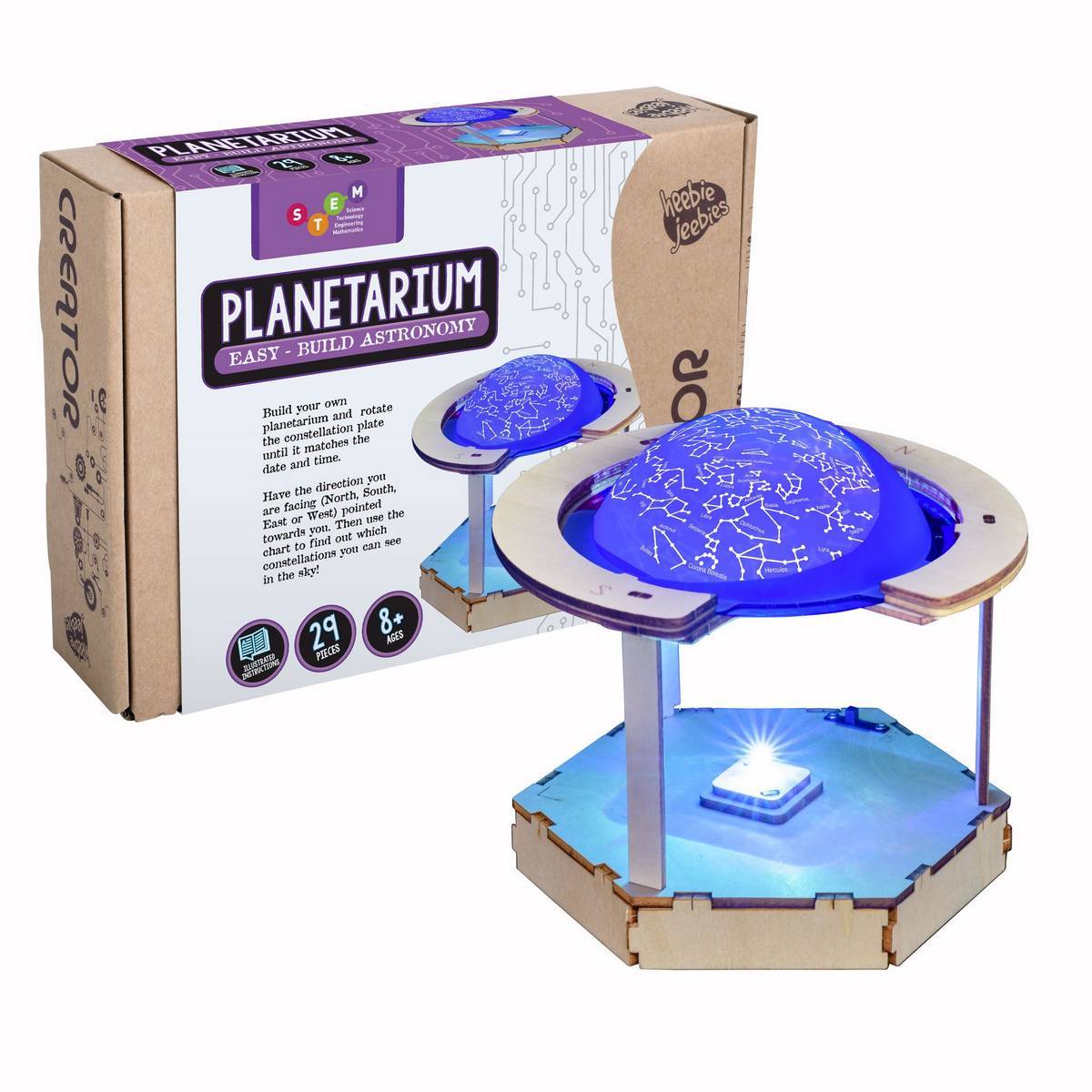 HEEBIE JEEBIES Creator Planetarium - DIY Star Projector Kit for Kids & Adults | Home Astronomy Decor, Bedroom Night Light, STEM Educational Toy