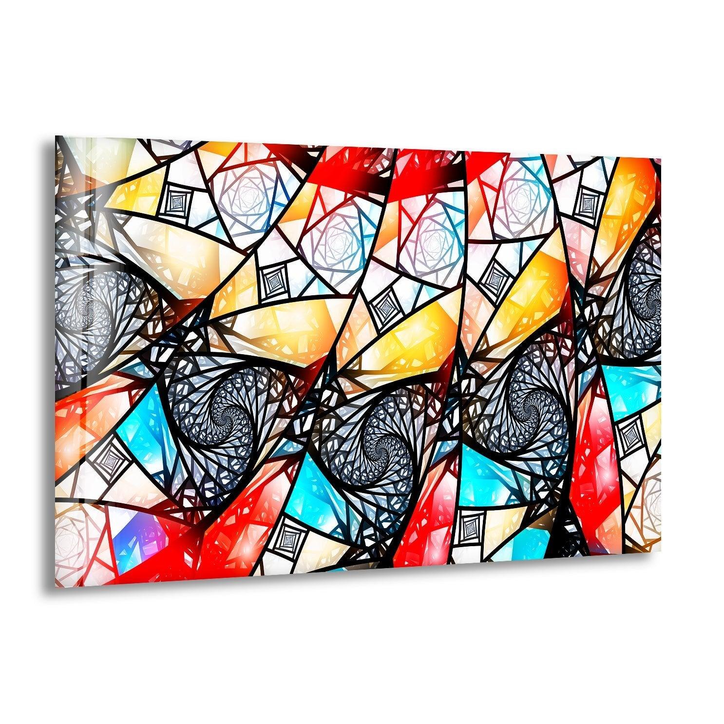 Handmade Asymmetric Mosaic Glass Wall Art - Modern Abstract Home Decor for Living Room, Bedroom & Office