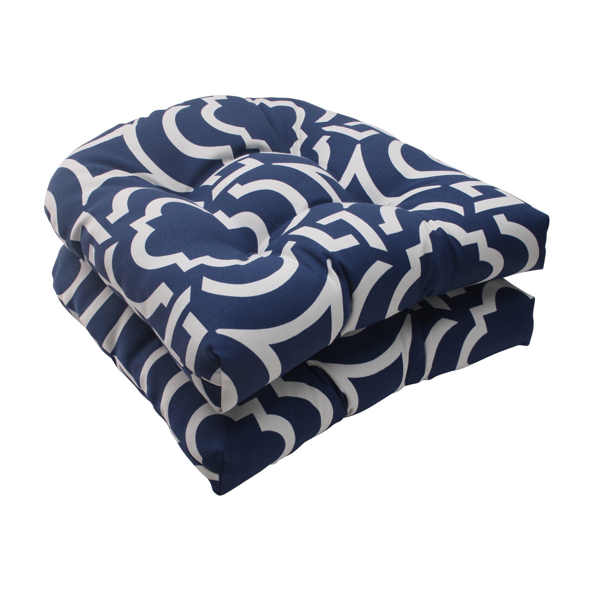 Pillow Perfect Trellis Indoor/Outdoor Cushions - Tufted Weather-Resistant Seat & Bench Cushion Set (2-Pack) for Patio Furniture, Swing, and Garden Decor