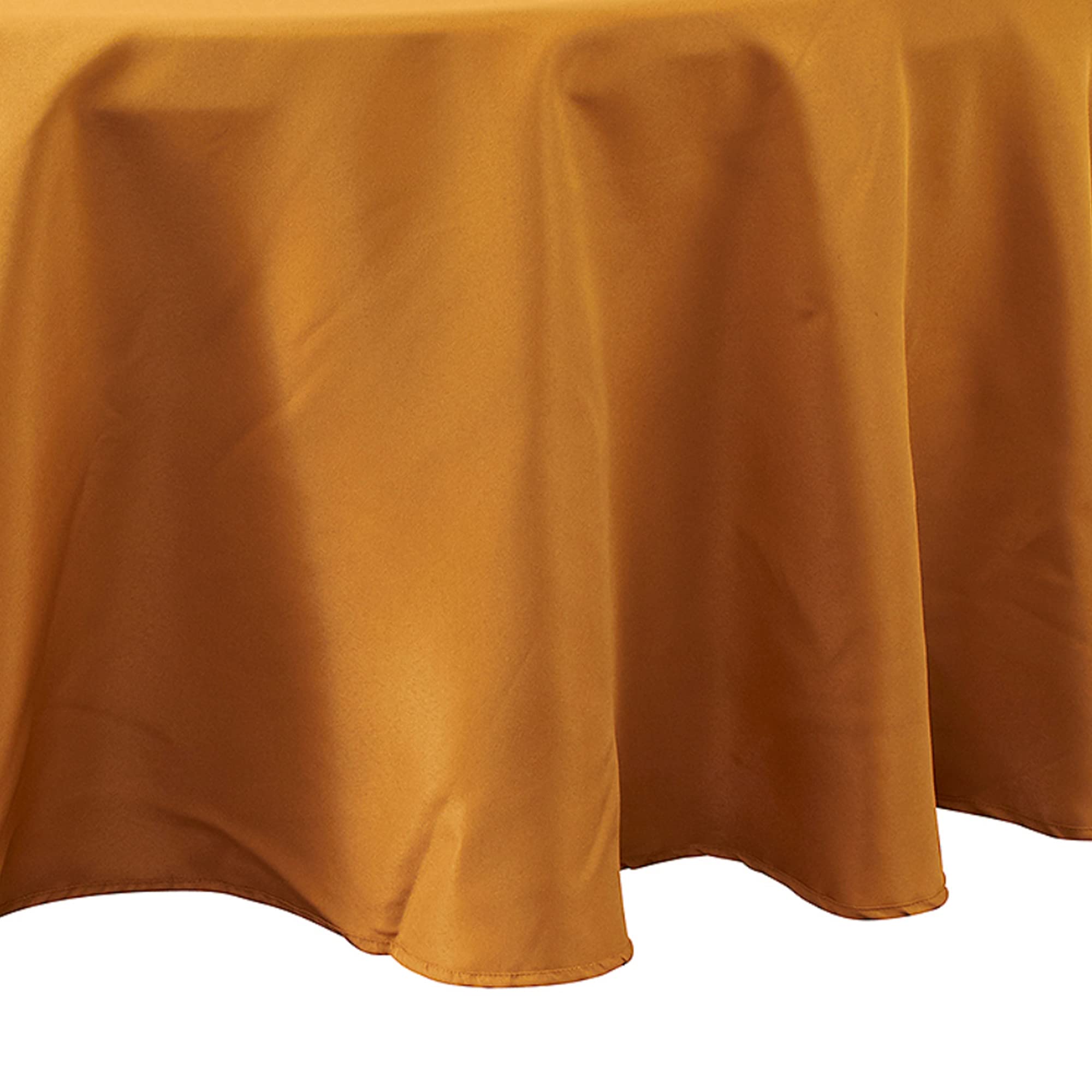 132-Inch Round Premium Polyester Tablecloth - Elegant Gold Table Cover for Birthdays, Weddings & Events, Machine Washable with Finished Hems | Perfect for Dining Tables, Banquet Halls & Home Decor
