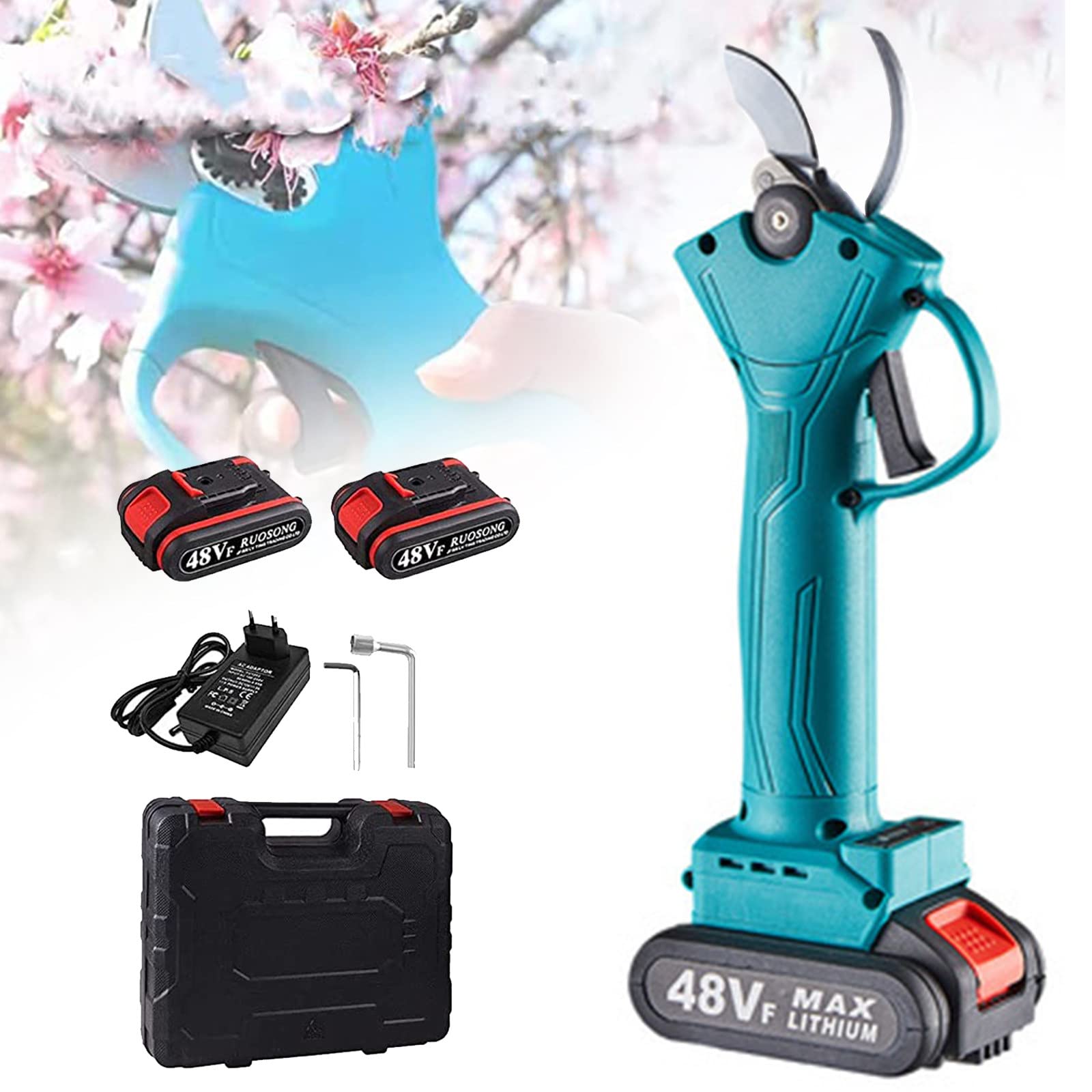XYEJL Cordless Electric Pruning Shears - Rechargeable Lithium Battery Branch Trimmer with 30mm Cutting Diameter for Gardening, Landscaping, and Tree Care | Perfect for Shrubs, Bushes, and Small Tree Branches