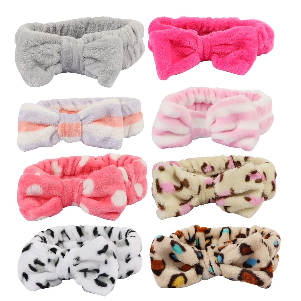 8Pcs Coral Velvet Soft Spa Headbands for Women - Gentle Makeup & Skincare Hairbands for Washing Face, Shower & Spa - Perfect Gift Set for Girls & Women (8 Count)