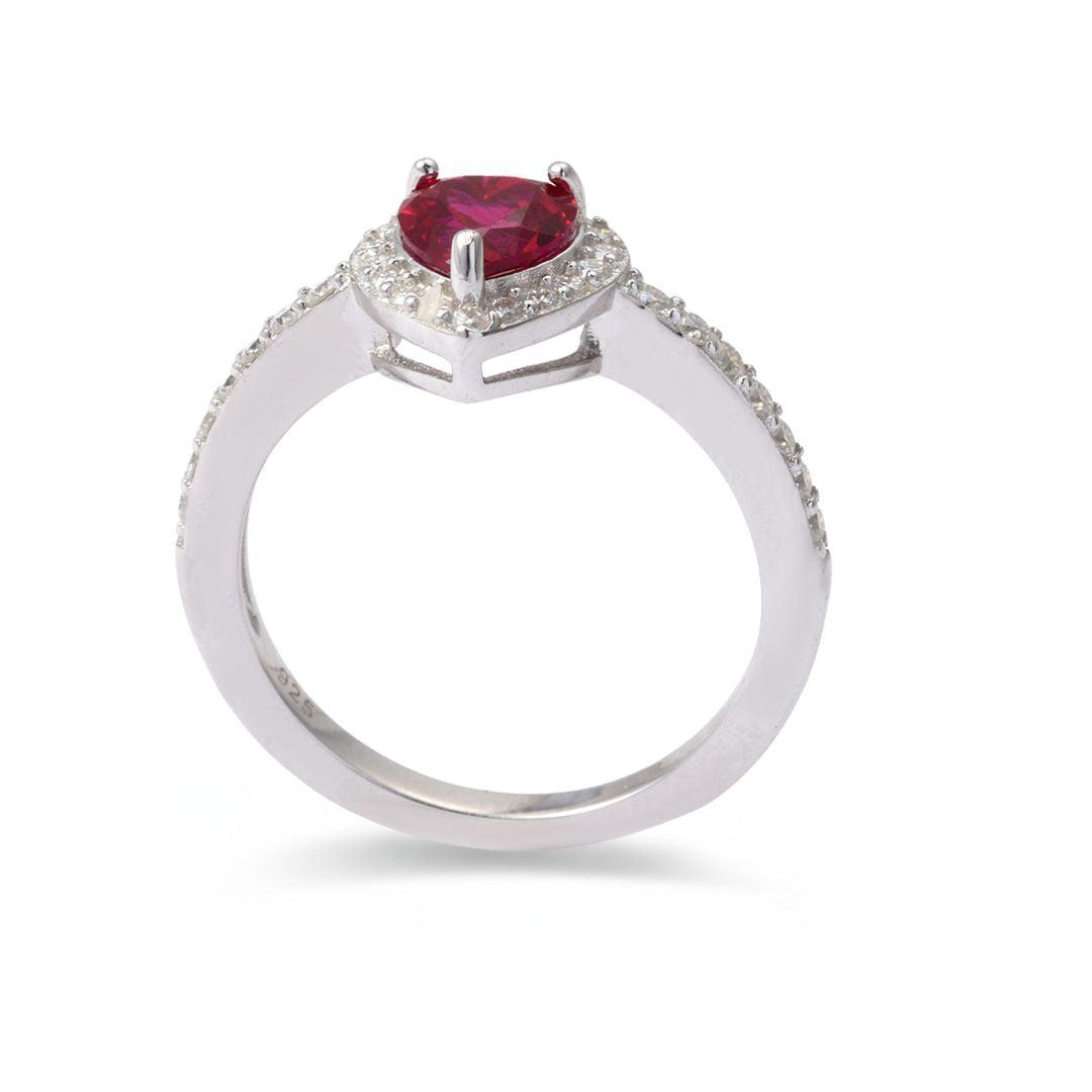 Lab Grown Ruby Halo Heart Ring - 14K Gold Plated Engagement Promise Ring for Women | Perfect for Valentine's Day, Anniversary & Romantic Gifts